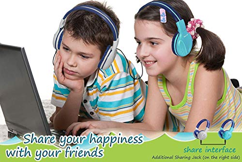 SIMOLIO 2Pack Wireless Kids Headphones with Share Port & Mic, Bluetooth 6.0 | 75/85/94dB Volume Limit for Toddler Teens, Durable & Foldable Over-Ear Headsets for iPad Tablet School Airplane, Travel Case - color: Mint & Grey