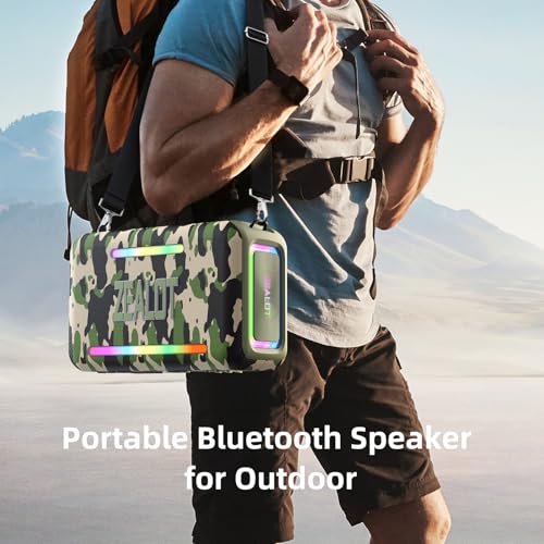ZEALOT 120W RMS/150W Peak Bluetooth Speaker, Portable Wireless Speakers IPX6 Waterproof Bluetooth Subwoofer Speaker with LED Light, 40H Playtime, Custom EQ, Stereo TWS Pairing for Outdoor, Party-Camo - color: Camouflage