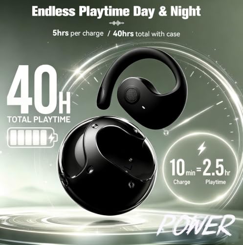 Xmenha Over The Ear Earbuds Open Ear Headphones Over The Ear Headphones | Over Ear Earbuds Air Bone Conduction Earbuds Earphones Air Bone Conducting Conduction Headphones Bluetooth - color: Black, style: Normal