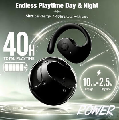Xmenha Over The Ear Earbuds Open Ear Headphones Over The Ear Headphones | Over Ear Earbuds Air Bone Conduction Earbuds Earphones Air Bone Conducting Conduction Headphones Bluetooth - color: Black, style: Normal