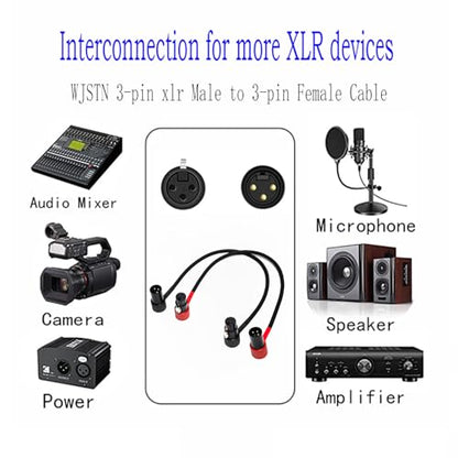 WJSTN 3-Pin Female Right Angle XLR to 3-Pin Male Right Angle XLR Cable 100° Adjustable, Professional Audio Balanced Interconnect for Microphones, Mixers, Speakers -, 2-Pack (1Feet) - size: 1Feet