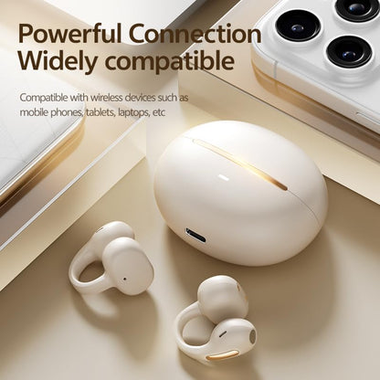 Clip On Earbuds, Open Ear Bluetooth 6.0 Wireless Headphones with Touch Control, Lightweight Ear Clip Design, Glasses Friendly Sports Earbuds for Running, Work & Travel, IPX6 Waterproof White - color: White