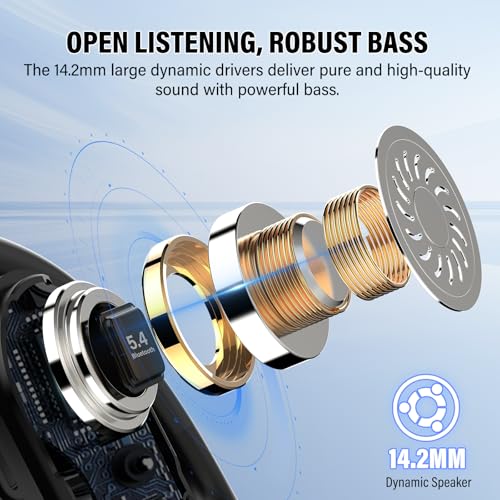 Open Ear Headphones, NEW Over Ear Earbuds with 4 ENC Noise-Canceling Mic | Ultra-Comfort Bone Conduction Earbuds, BT5.4, HD Stereo, IPX7 Waterproof, Ergonomic Earhooks,36H Sports Ear Buds for Running - color: Black Purple