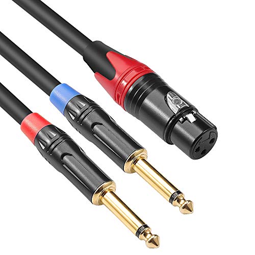 XLR Female to Dual 1/4 inch Y Splitter Cable,Female XLR to Double 6.35mm Mono TS Plug Mic Audio Converter Adapter Cord - 6.6 feet - size: 6.6 Feet