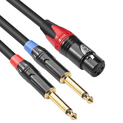 XLR Female to Dual 1/4 inch Y Splitter Cable,Female XLR to Double 6.35mm Mono TS Plug Mic Audio Converter Adapter Cord - 6.6 feet - size: 6.6 Feet