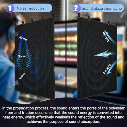 2 Pcs Large Sound Dampening Blanket 48" x 80", 850GSM Acoustic Sound Blanket with Grommets,Heavy Duty Studio Sound Absorption Blankets,Acoustic Blanket Noise Reduce,Light Blocker,Moving Blankets - size: 48 x 80 inch