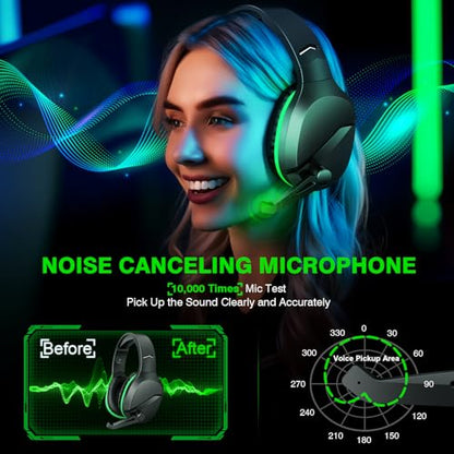 WolfLawS Wireless Gaming Headset with Mic for Xbox Series X|S Xbox One PS5 | 60H Playtime, Low Latency Bluetooth Headphones, Noise Cancelling Microphone, Lightweight Design for PC Mac Switch