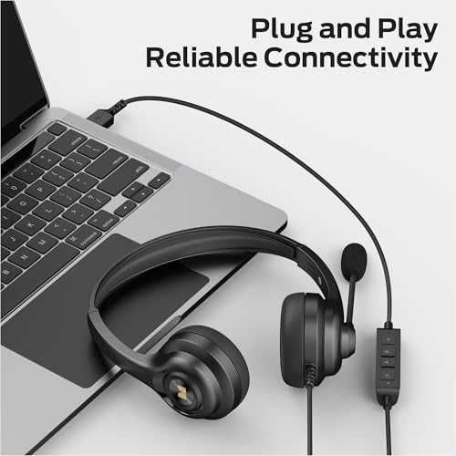 Monster Voicelink 100 Wired Headset for PC/Laptop, Wired Headphones with Noise Cancelling Microphone,USB Connection Plug and Play,Call Control, Computer Headset Use for Office and Work from Home