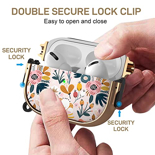 for AirPods Pro 2nd/1st Case with Safety Lock, Magsafe Compatible, Pink | Double Secure Lock,Drop Protection,Two-Piece Design,with Gold Keychain, Anti Lost, Dustproof, Cute AirPods Pro 2nd/1st Case - color: Pink + Red, size: AirPods Pro2/Pro1 Case