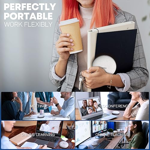Conference Speaker and Microphone for Online Meetings and Remote Work, Gray | AI noise reduction, 360° voice pickup, 4-mic array, full-duplex, 16 ft range, Bluetooth, NFC, USB, up to 8 hours, group calls - color: M4 GRAY, style: M4 Omnidirectional Speaker