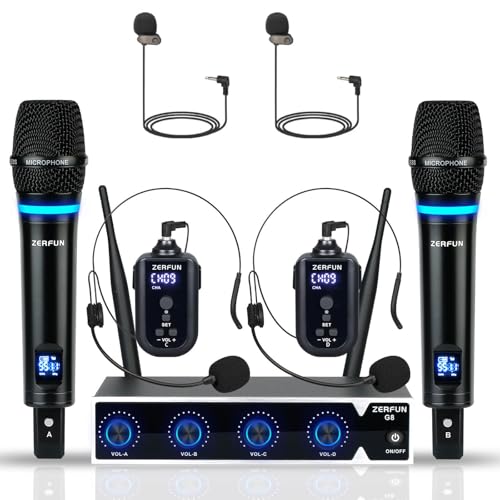 Rechargeable Wireless Microphone System 4 Channel Pro (G8)