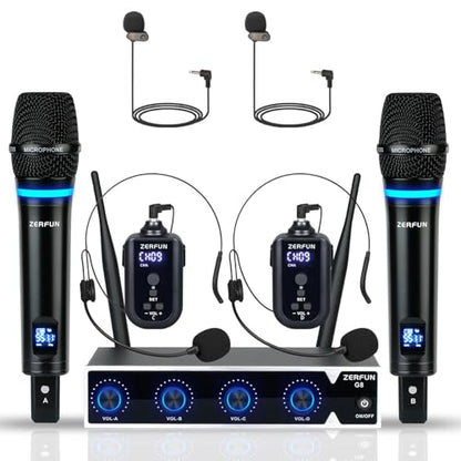 Rechargeable Wireless Microphone System 4 Channel Pro (G8)