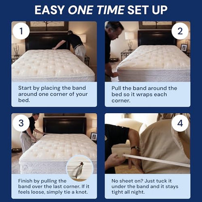 RUBBER HUGGER Bed Sheet Straps - 38x75, Small/Twin/Full, Rubber Grip | Ribbed rubber holder straps & suspenders - hidden - Use for small, twin & full sheets, keep in place - size: Small - Twin