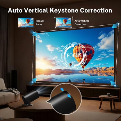 [Built-in Apps] Mini Projector 4K Supported, Android TV OS & Phone Remote - color: Black