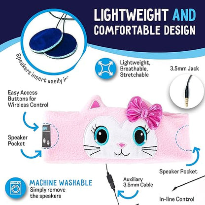 Toddler Headphones Wireless, Kids Bluetooth Earphones, Safe Volume - Wired School Headphones for Kids with 3.5 MM Jack and Travel Bag - Toddler Airplane Accessories for Boys & Girls - Kitty - color: PINK KITTY WIRELESS