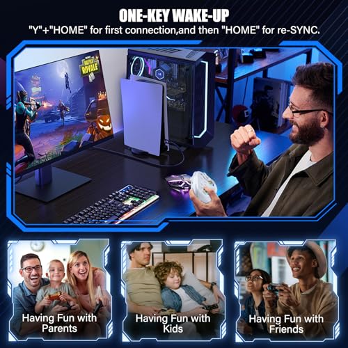 HUDOBBYE Switch Pro Controller Wireless for Switch/OLED/Lite Accessories, Wireless iOS Android Remote Gamepad, Wired PC Game Joystick, Switch Turbo Controller with 10 Cool Led Light,Programmable - color: LED White