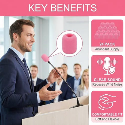 24pcs Microphone Cover Foam Set, Microphone Covers, Universal Mic Cover Foam for Studio Recording, Karaoke, Live Performance, Compatible with Various Microphone Models