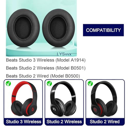 Studio 3 Ear Pads - Replacement Earpads for Beats Studio3 and Studio 2 Headphones (Black) - color: Black