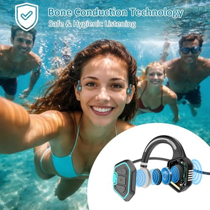 Bone Conduction Swimming Headphones, IP68 Waterproof Open-Ear Bluetooth 5.3 with 32GB MP3 Player - color: Orange