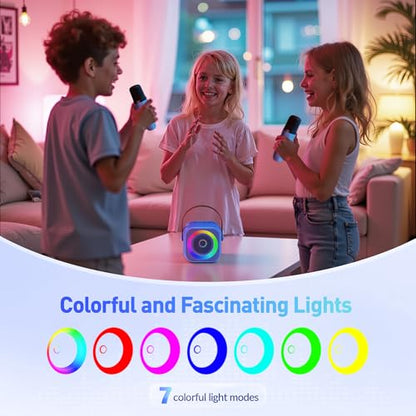 Mini Karaoke Machine for Kids Adults: Portable Bluetooth Karaoke Speaker with 2 Wireless Microphones, Karaoke Gifts for Girls Boys Ages 4-12+ Years Old Christmas Birthday Home Party(Navy Blue) - color: Navy Blue