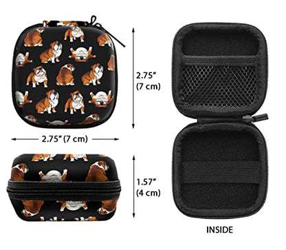 WIRESTER Portable Wireless Headphone Case, Earphone Storage Bag Carrying Case, Earbud Holder with Black Carabiner Compatible with Airpods - English Bulldog Funny Playful Postures Black - color: English Bulldog Funny Playful Postures Black