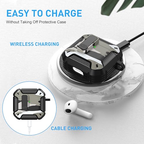 for AirPods 4 Case & AirPods 5 Case with Magnetic Lock, White Camo - color: Camo White, size: AirPods 4 Case 2024 / AirPods 5 Case 2026