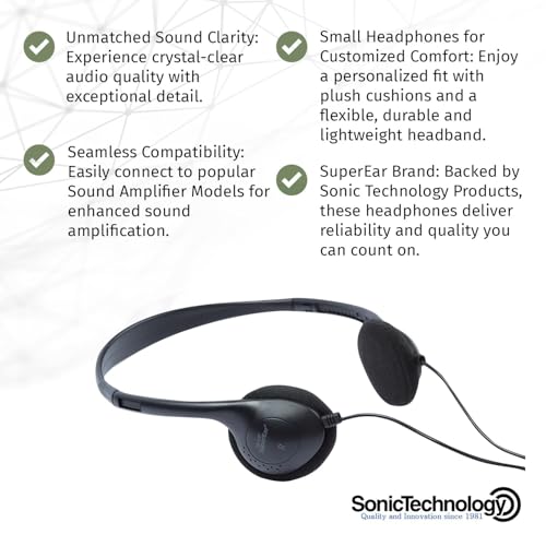 SuperEar Replacement Headphones - Hearing Amplifier, Lightweight & Portable