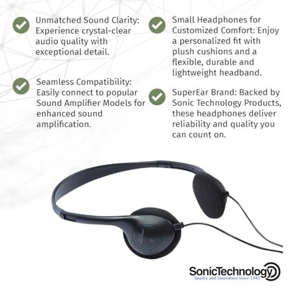 SuperEar Replacement Headphones - Hearing Amplifier, Lightweight & Portable