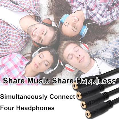 3.5mm Headphone Splitter 1 to 4 Audio Y Cable Adapter -30cm