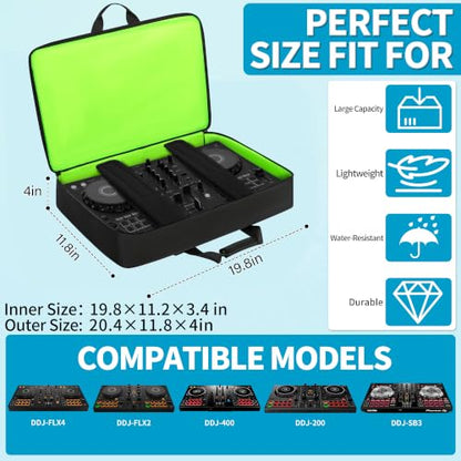 IBVIVIC DJ Controller Case Bag Fits for DDJ-FLX4, DDJ SB3/DDJ SB2, DDJ 400 | Fits DDJ RB Padded DJ Travel Carrying Bag DJ Mixer Case with Adjustable Shoulder Strap - size: DDJ-FLX4/SB2/SB3