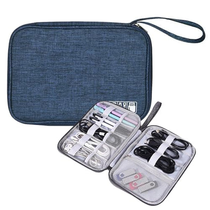 Organizer Case Small Electronic Devices USB Charger Accessories Mouse Phone Cable SD Power Bank Earphone - color: Medium-Deep Blue