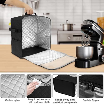 US Stand Mixer Storage Bag Nylon Blender Dust Cover with Removable Slider Cushion Waterproof Blender Storage Bag Lightweight Easy to Use Stand Mixer Dust Cover Suitable for Kitchens(S,black) - size: S