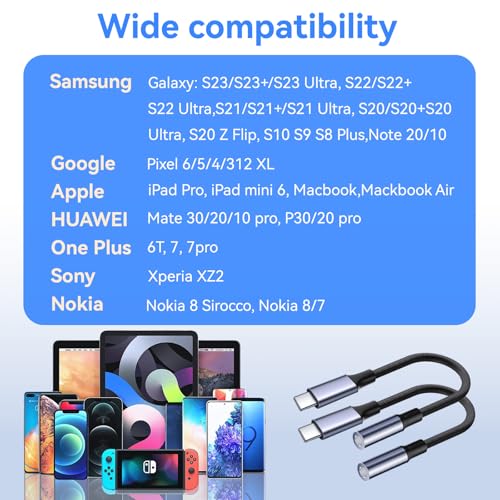 JHAOUS USB Type C to 3.5mm Headphone Jack Adapter, 2 Pack | Stable Connection, Clear Calls, No Buzzing Noise, USB C Aux Audio Dongle Compatible with iPhone 17 16 15 Pro/Pro Max, Samsung S24/S23/S22