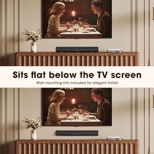 BESTISAN Soundbar, TV Sound Bar with Wired HDMI and Wireless Bluetooth 5.0 Home Theater System (28 Inch, Enhanced Bass Technology, 3-Inch Drivers, Bass Adjustable, Wall Mountable, DSP) - color: 28 inch black