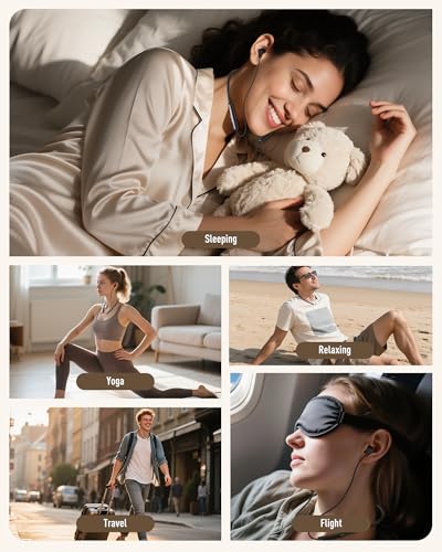 Hearprotek Wireless Lightweight Sleeping Headphones, Neckband Bluetooth 5.4 Wireless Sleep in-Ear Earbuds, Ultra Soft Portable Sleep Headphones for Side Sleepers, Working, Relaxing