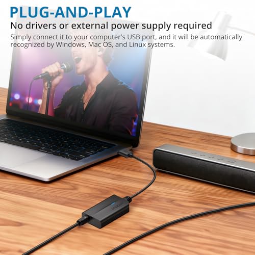AUTOUTLET USB to Optical Audio Adapter, 96kHz USB A to SPDIF Optical Audio Adapter, Plug and Play, 2M Cable for PC, Laptop, Mac to Soundbar, DAC, Home Theater