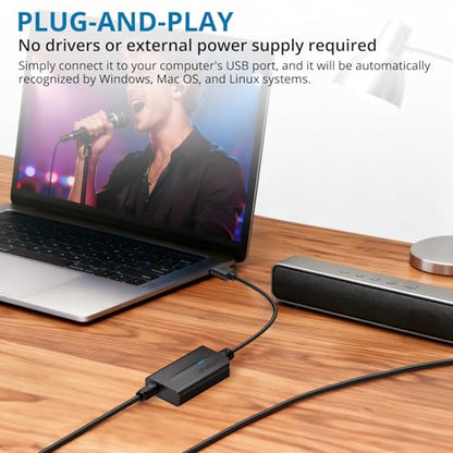 AUTOUTLET USB to Optical Audio Adapter, 96kHz USB A to SPDIF Optical Audio Adapter, Plug and Play, 2M Cable for PC, Laptop, Mac to Soundbar, DAC, Home Theater