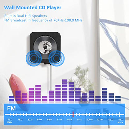 MICOCIOUS Portable CD Player with Bluetooth Desktop CD Player for Home CD Music Players withTimer,Built-in Dual Speakers with LED Display Home Audio Boombox FM Radio (Black) - color: Black