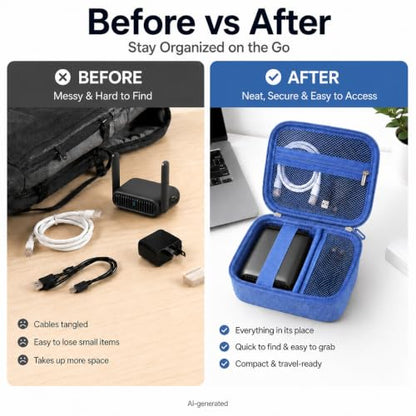 Router Case for TP-Link Wi-Fi 7/6 (BE3600/ AX1500/ AX3000), Blue | Also Fits GL-BE3600/GL-MT3600BE/GL-AXT1800; Mesh Pocket for RJ45/Adapter; Business Travelers, Digital Nomads,Box Only - color: Blue L, style: For BE3600