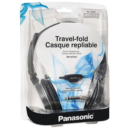 Panasonic Stereo Headphones On Ear Headphones with XBS Port, Integrated Volume Controller and Lightweight Foldable Design - RP-HT227-K (Black & Silver) 36 x 6.7 x 0.5 inches (Pack of 10) - size: 36 x 6.7 x 0.5 inches (Pack of 10), style: On Ear - With Vol