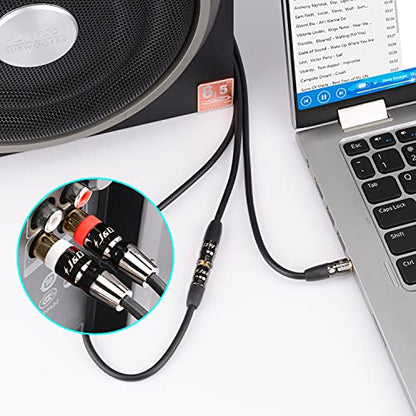 J&D 3.5 mm to Dual RCA Audio Cable, Gold Plated Copper Shell Heavy Duty 3.5mm Female to 2 RCA Male Stereo Audio Adapter Cable Adapter Cord, 3 Feet - size: 3 Feet