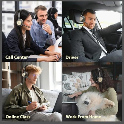 LUXEE Bluetooth Wireless Headset with Microphone for Work - Single Ear Computer Headset with USB Dongle & Charging Base, Noise Canceling Office Headset for Laptop, Zoom, Audifonos con Microfono