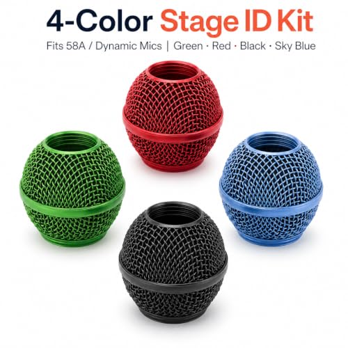 GLEAVI 4pcs Metal Mesh Microphone Grill Head: Mic Head Mesh Replacement Compatible for Shure