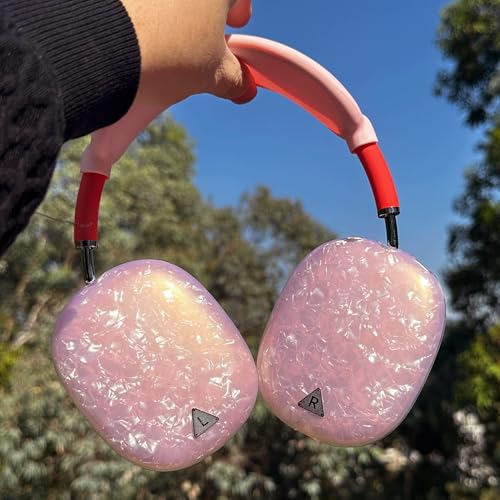 Case Cover for AirPods Max Headphone,Glitter Shell Pattern TPU Ear Cup Case,Silicone Ear Pad/Headband Protective Cover Accessories Compatible with Apple AirPods Max(2024/2020),Glitter Pink Seashell - color: Glitter Pink Seashell