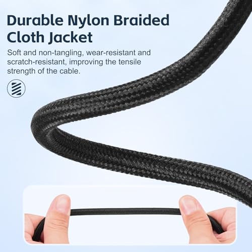 RIVVTA 2 Pack Guitar Cable 20ft Straight Guitar Ampere Cord Nylon Braided | 1/4 Instrument Cable, 6.35mm, Anti-Kinking, Kevlar-Reinforced, for Electric Guitar Bass - size: 20 ft