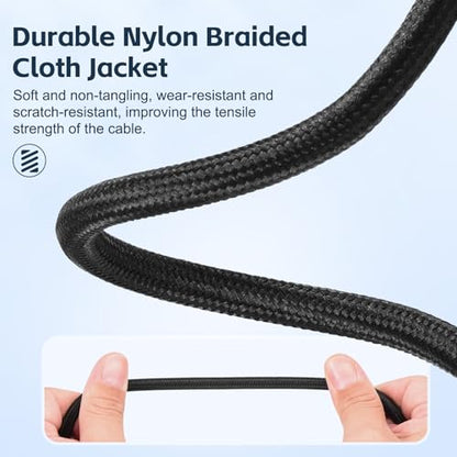RIVVTA 2 Pack Guitar Cable 20ft Straight Guitar Ampere Cord Nylon Braided | 1/4 Instrument Cable, 6.35mm, Anti-Kinking, Kevlar-Reinforced, for Electric Guitar Bass - size: 20 ft
