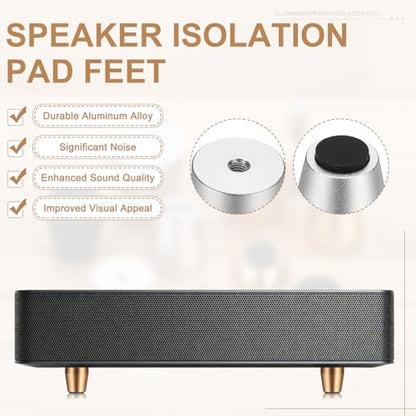 MECCANIXITY 4Pcs Speaker Isolation Pad Feet, 15x15mm Shockproof Aluminum Alloy Vibration Isolation Speaker Shock Base Pad Cone Base with Double-Sided Adhesive for Audio Equipment, Silver - color: Silver, size: 15x15mm