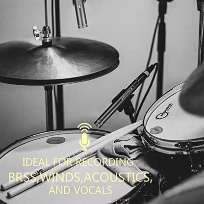 happymusic CM2 Pencil Stick Condenser Microphone，Interchangeable Omni,Cardioid and Super Cardioid Capsules for Acoustic Woodwind Instruments &Professional Audio Recording Acoustic