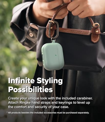 Ringke Onyx Magnetic for AirPods Pro 3 Case [Compatible with MagSafe] Oil & Dirt Resistant Feels Good in The Hand Non-Slip Lightweight Cover with Carabiner - Mint - color: Mint, size: AirPods Pro 3
