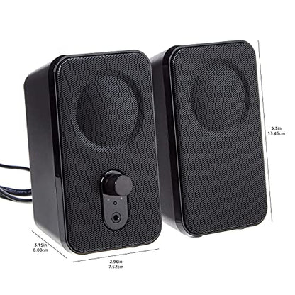 Amazon Basics AC-Powered Computer Speakers for Desktop or Laptop PC with Volume Control,Headphone Jack,Black (US Version),(Pack of 8) - size: 8-Pack, style: AC
